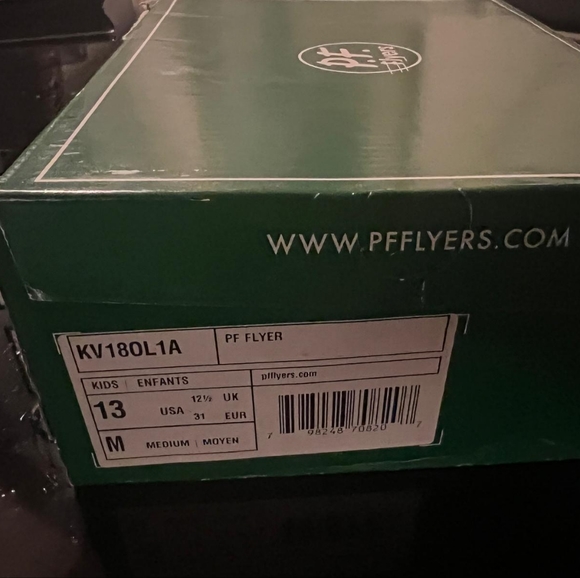 P.F. Flyers, Kids 13US, white with red and black stripes. - Picture 3 of 4